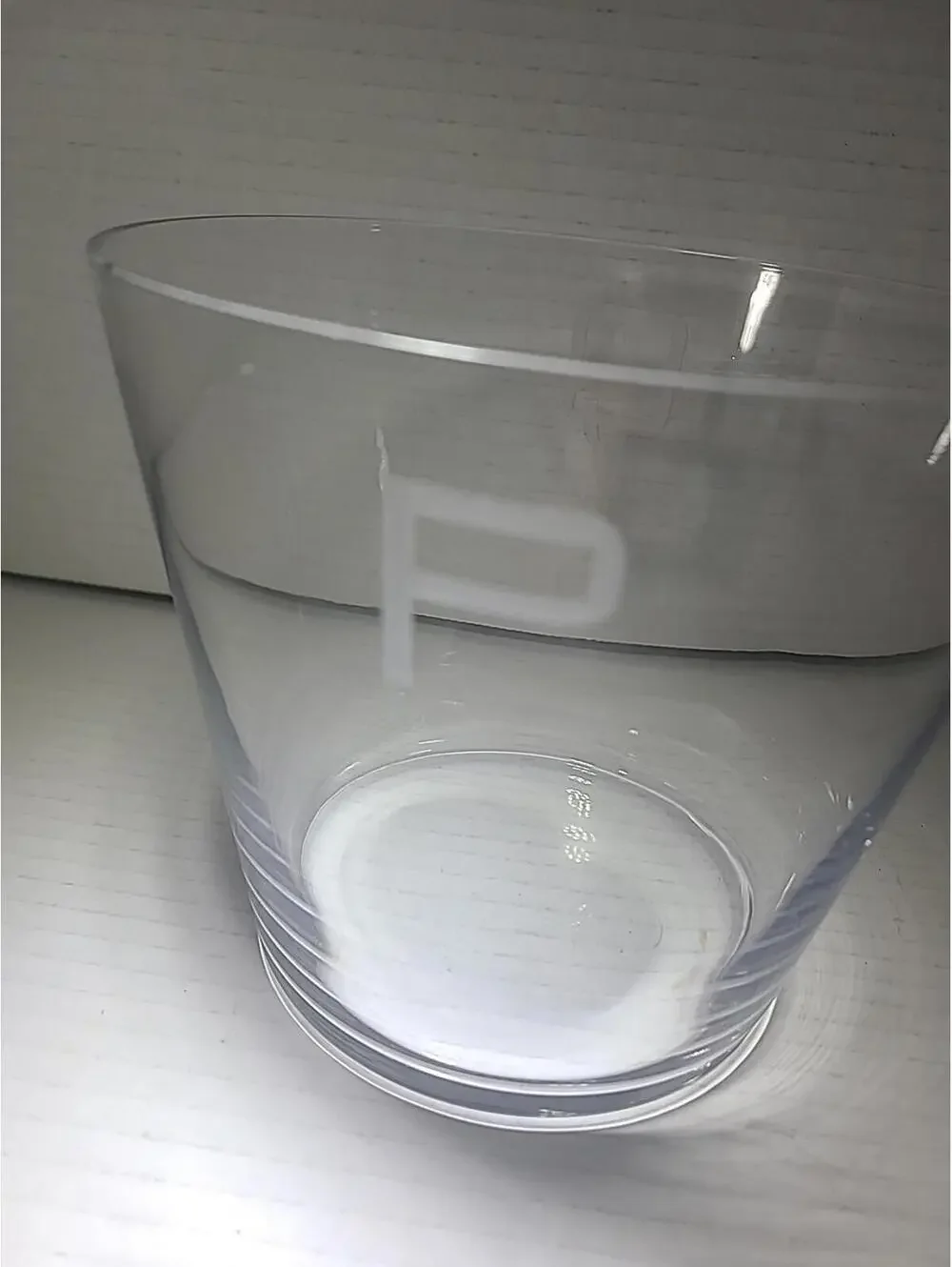 Vintage Small Glass Ice/Beer/Champagne Bucket Engraved With P, Q